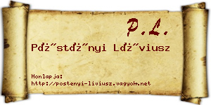 Pöstényi Líviusz névjegykártya